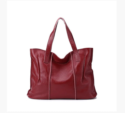 Women's Luxury Designer Natural Cowhide Soft Handbag Famale Fashion Shoulder Bag Ladies Cow Leather Large Capacity Tote Bag