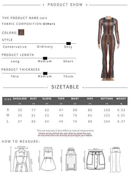 Kliou Serpentine Print 2 Piece Set Woman o-Neck Full Sleeve Tops+Skinny Peach Hip Long Pants Hot Girls Street Sexy Fashion Suits