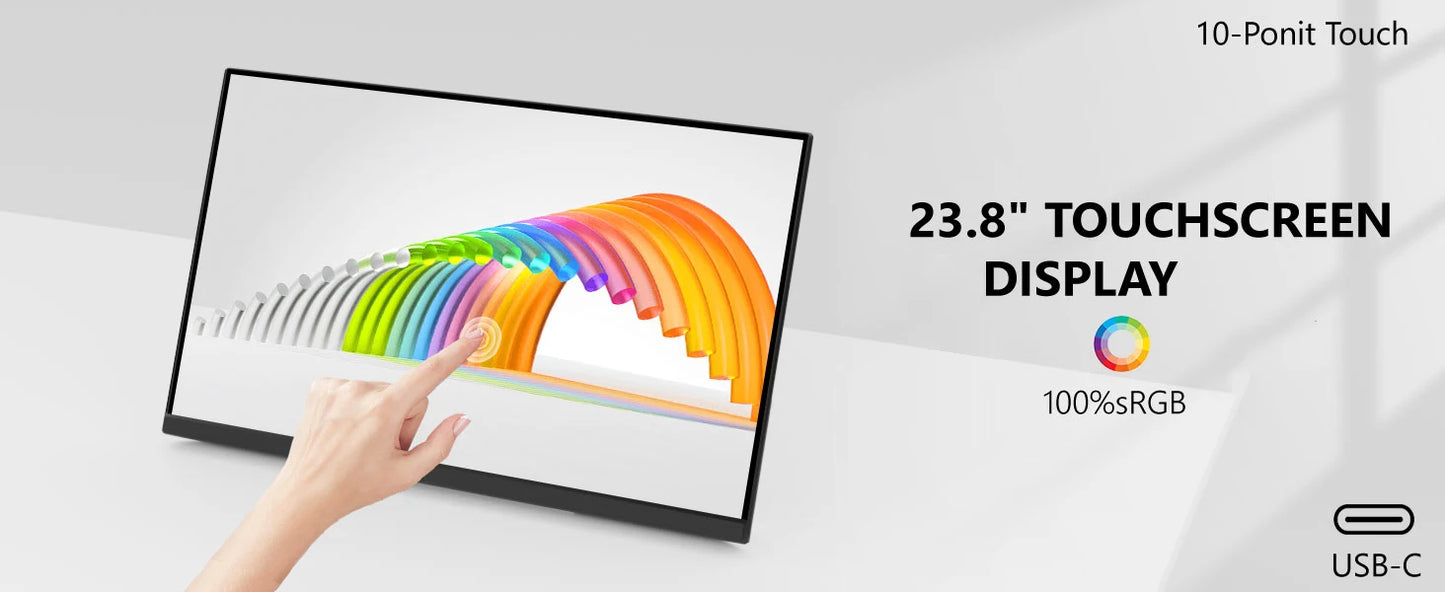 23.8” 120Hz Touchscreen Computer IPS 100%sRGB Display With Stand Portable Monitor For LaptopXBox Switch PS5 Gaming Extend Screen