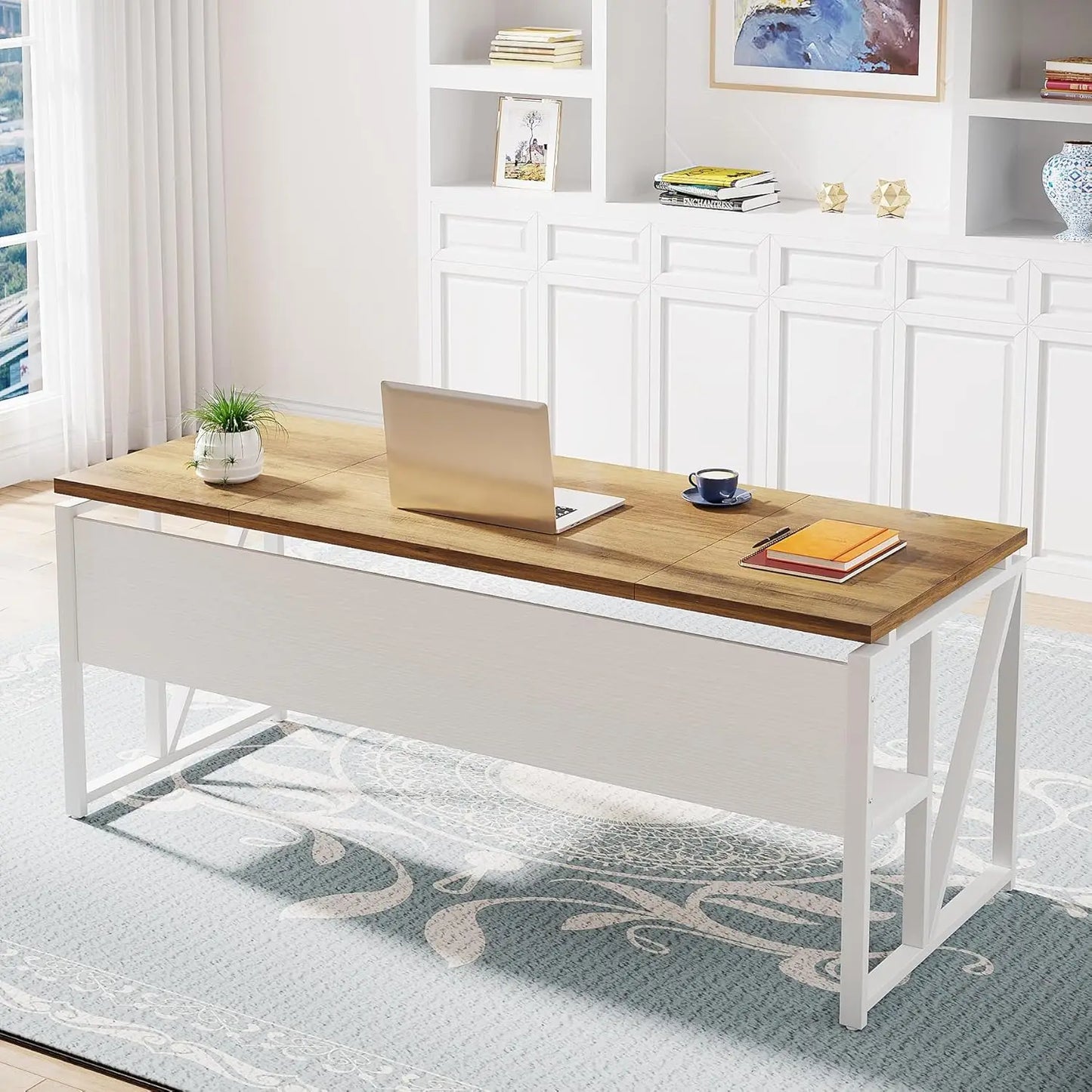 L Shaped Desk with Drawer,63" Executive Computer Desk and lateral File Cabinet, 2 Piece Home Office Furniture for, Customized