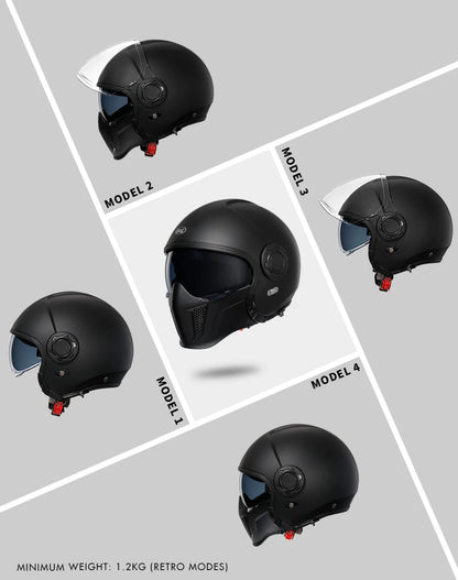 Full Face Open Face Motorcycle Helmet Double Lens Folding Modular Helmet Man Woman Retro Moto Integral Helmet