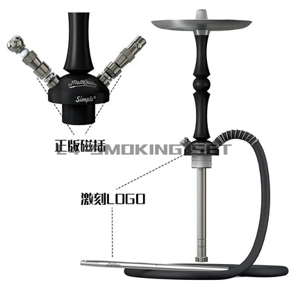 MattPear Simple Hookah Shisha Set 304 Stainless Steel 56cm single tube Large Hookah Shisha Set With Bottle