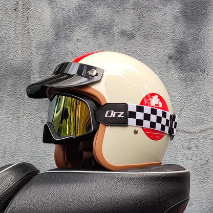 Retro semi-open motorcycle helmet cross-country motorcycle accessories motorcycle helmet 3/4 retro helmet in winter