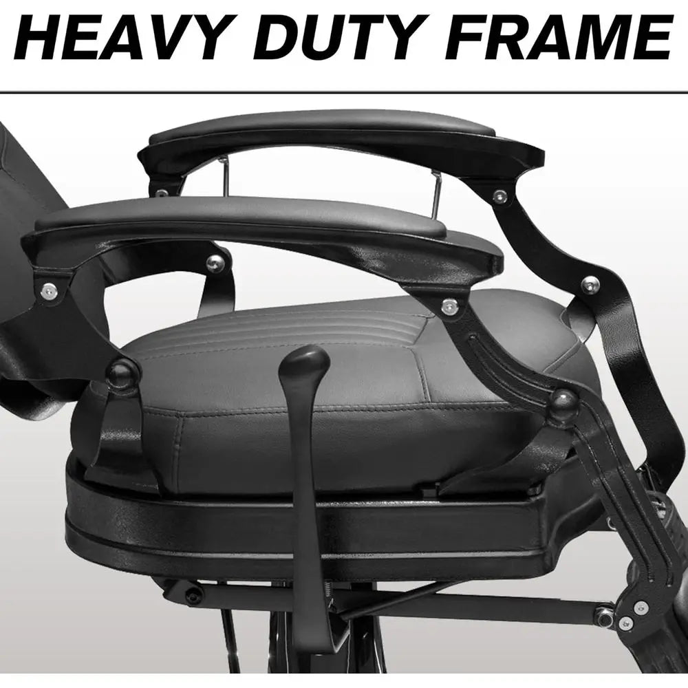 Vintage-Style Heavy Duty Barber Chair - 360° Swivel, 160° Recline, 550 lbs Capacity, Adjustable Rest (Black)