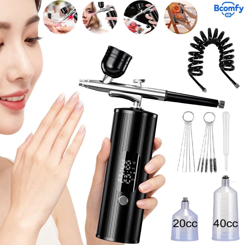 Airbrush Nail with Compressor Portable handheld Airbrush Rechargeable Sprayer Tool for Painting Nails Art Cake Tattoo Make