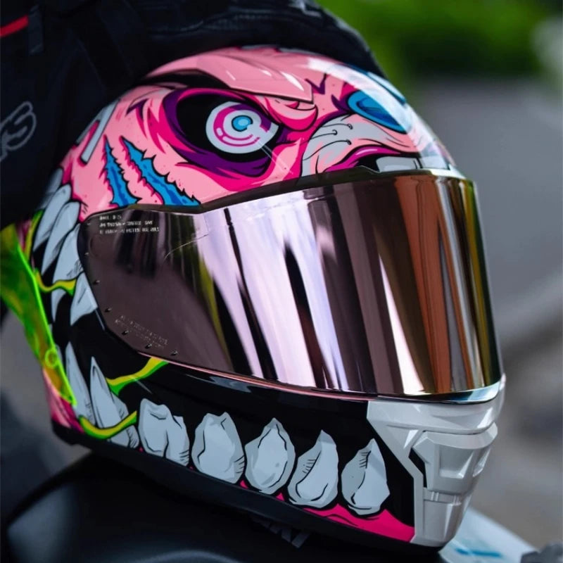 TANKED Motorcycle Helmet DOT ECE2206 Helmets Street Racing Capacete Pink Visor Double D Buckle Women Casco Moto S M  LCascos