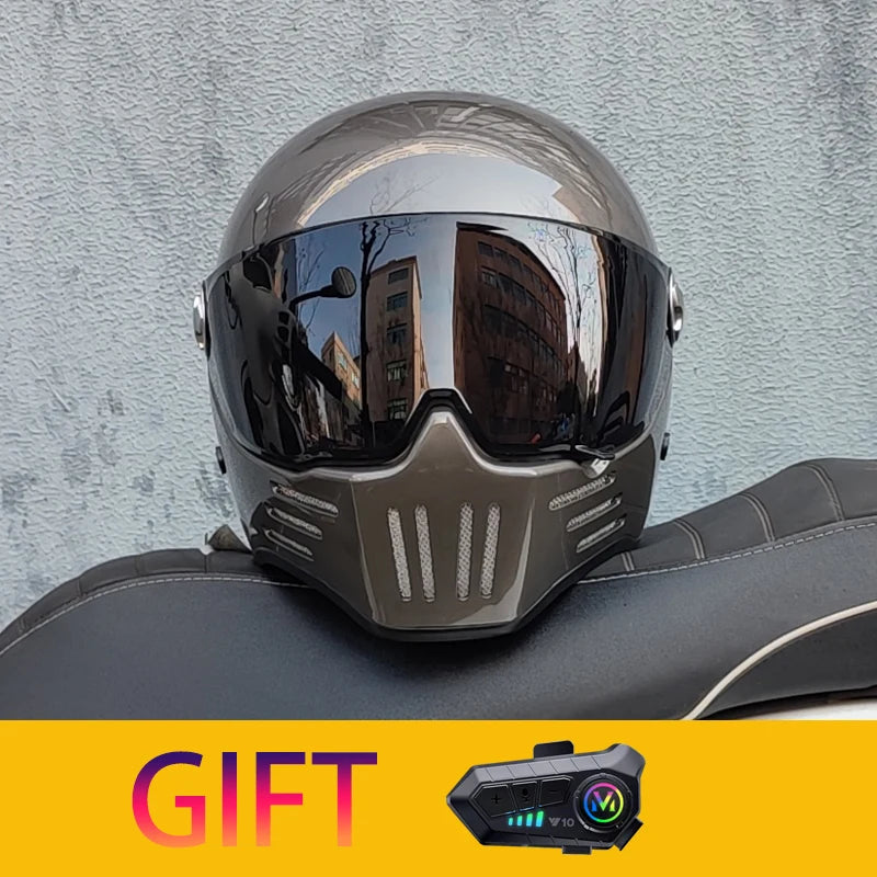 Retro motorcycle helmet Casco cruising motorcycle rider modular helmet full helmet with Bluetooth earphones included ORZ-728