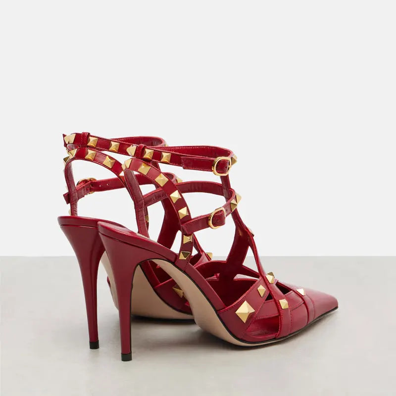 2026 Summer New Rivet Women's Pointed Stiletto Sandals Sexy Fashion Party Women's High Heel Sandals