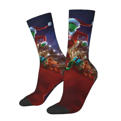 Cartoon Grinchh Xmas Socks Men's Women's Funny Happy Christmas Socks Hip Hop Spring Summer Autumn Winter Socks Gift