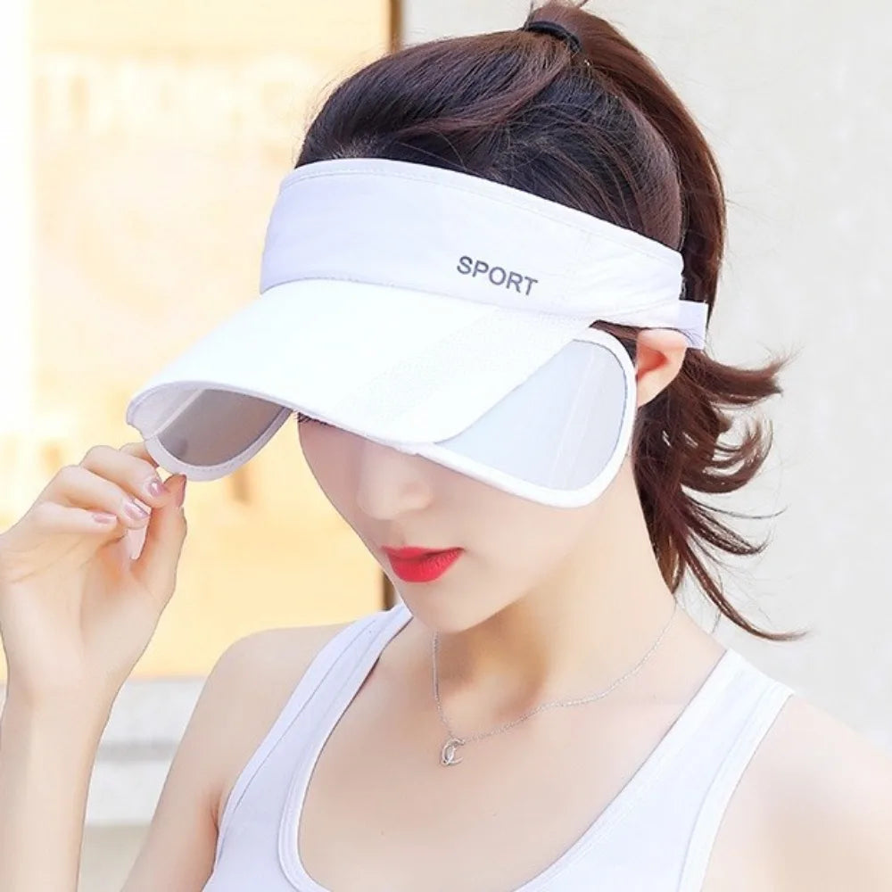 Casual Scalable Sports Sun Hat Wide Brim UV Protection Empty Top Hat Sunscreen Golf Hat Summer Baseball Cap Fitness