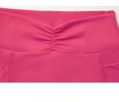 Tight Fitting Hip Yoga Shorts Pockets Women High Waisted Fitness Outdoor Leggings Scrunch Lifting Yoga Biker Shorts