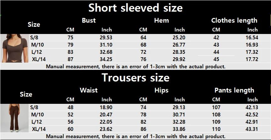 2PCS Women's Yoga Tracksuit midriff-baring short sleeve top high waist Bell-bottom Women Gym Running Training Workout Yoga Set