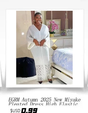 EGRM Miyake Pleated Robe Plus Size Women's Dresses Sets Fashion Strapless Skirt Cardigan Trench Coat Party Dress 2-Piece Set