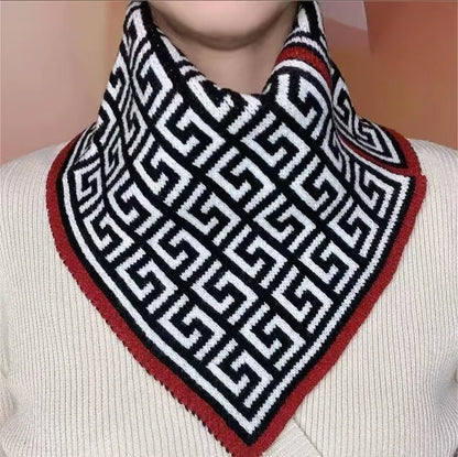 Warm Knitted Scarf with Geometric Pattern, Fashion Winter Neck Warmer for Women and Men, Soft Thick Cold Weather Accessories