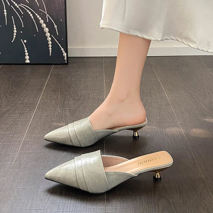 High Heels Pointed Toe Women's Slippers Summer Sandals Woman Shoes 2026 Luxury Brand Mules Shoes Walking Slides Mujer Zapatos