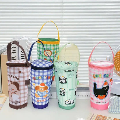 Portable Milk Tea Tote Bag Heat Preservation Bag Carrying Insulated Cup Cover Umbrella Bag Handbag Camping Drinkware Accessories