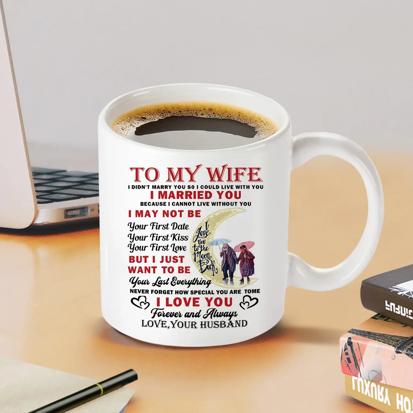 1pc,To My Wife Coffee Mug,Ceramic Cup, Romantic Anniversary & Birthday Gifts for Wife From Husband, 320ML