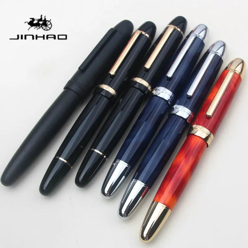 Glacier Blue Black Red JINHAO X169 Fountain Pen Metal Thick Barrel Comfort Grip Calligraphy Pen Replaceable Ink Cartridge Office