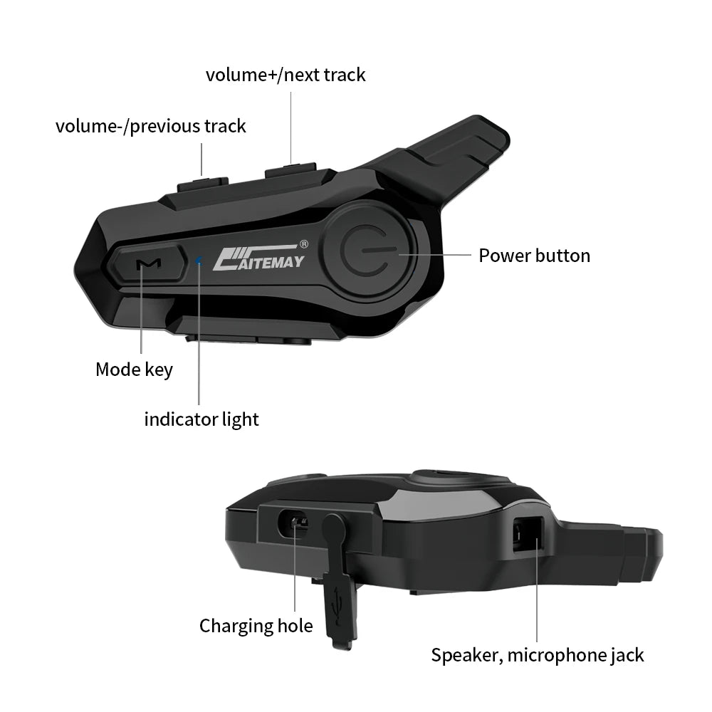 X1 Plus Motorcycle Bluetooth 1000M Intercom Helmet Headset For 2 Rider Intercomunicador Moto Waterproof Interphone Earphone