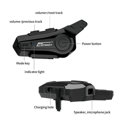 X1 Plus Motorcycle Bluetooth 1000M Intercom Helmet Headset For 2 Rider Intercomunicador Moto Waterproof Interphone Earphone