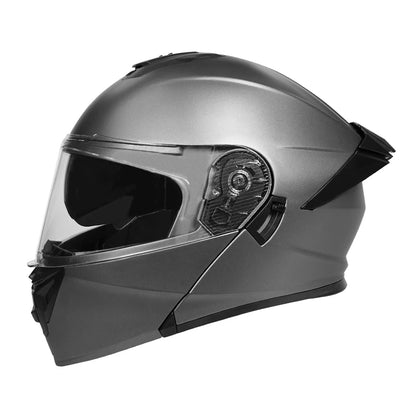 Personalized off-road motorcycle helmet with stylish dual lenses for both genders, DOT-certified and ABS material