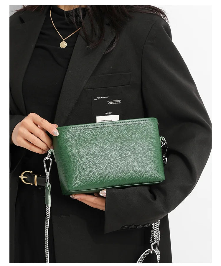 100% Genuine Leather Shoulder Bag for Women Solid Purse Luxury Cowhide Crossbody Bags Female Fashion Handbag Hobos Tote Bag