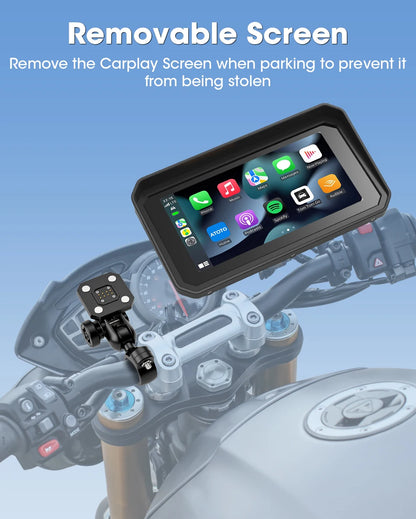 6.25 Inch Portable Quick Disassembly Motorcycle Carplay Android Auto GPS for Moto Navigation IP67 Waterproof IPS Display TPMS