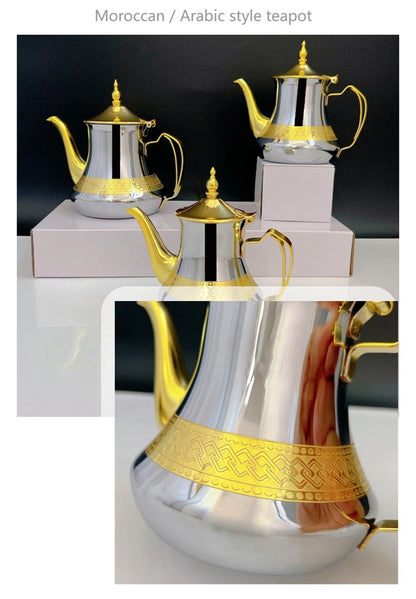 Arabic style stainless steel teapot, Moroccan mint tea pot, Induction cooker gas boiling water kettle,Restaurant Home Tea Kettle