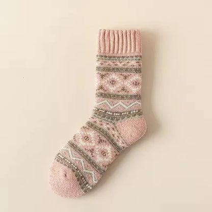Winter Wool Socks Thickened Socks Retro Ethnic Style Couple Style Warm Mid-Calf Terry Socks