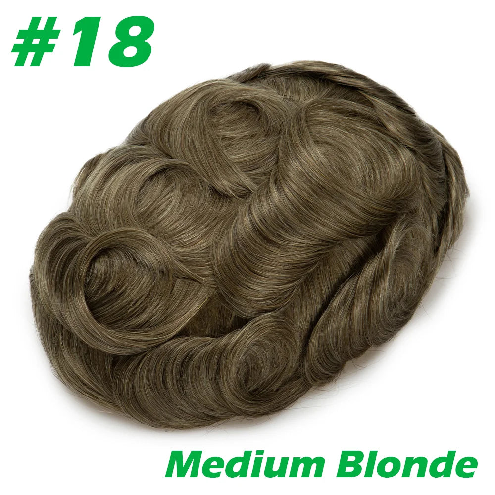 Men Toupee 0.06mm Thin Skin Natural Hairline Men's Capillary Prothesis Toupee Men Wigs Male Wig Hair System 100% Human Hair