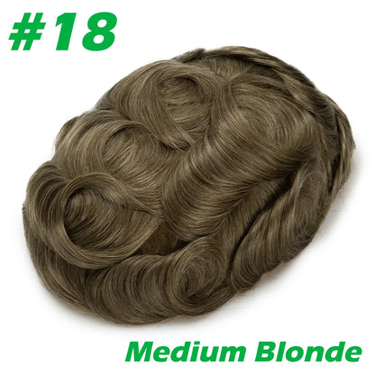 Men Toupee 0.06mm Thin Skin Natural Hairline Men's Capillary Prothesis Toupee Men Wigs Male Wig Hair System 100% Human Hair