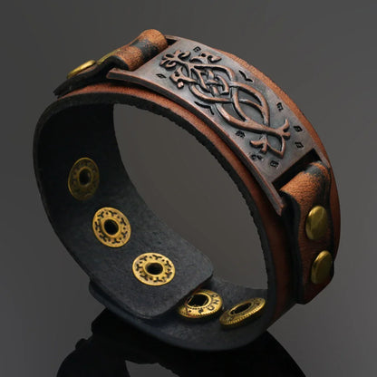 2025 Jewelry Handmade Weave Genuine Leather Bracelet Men Vintage Cuff Wide Leather Bracelet Pulsera Hombre