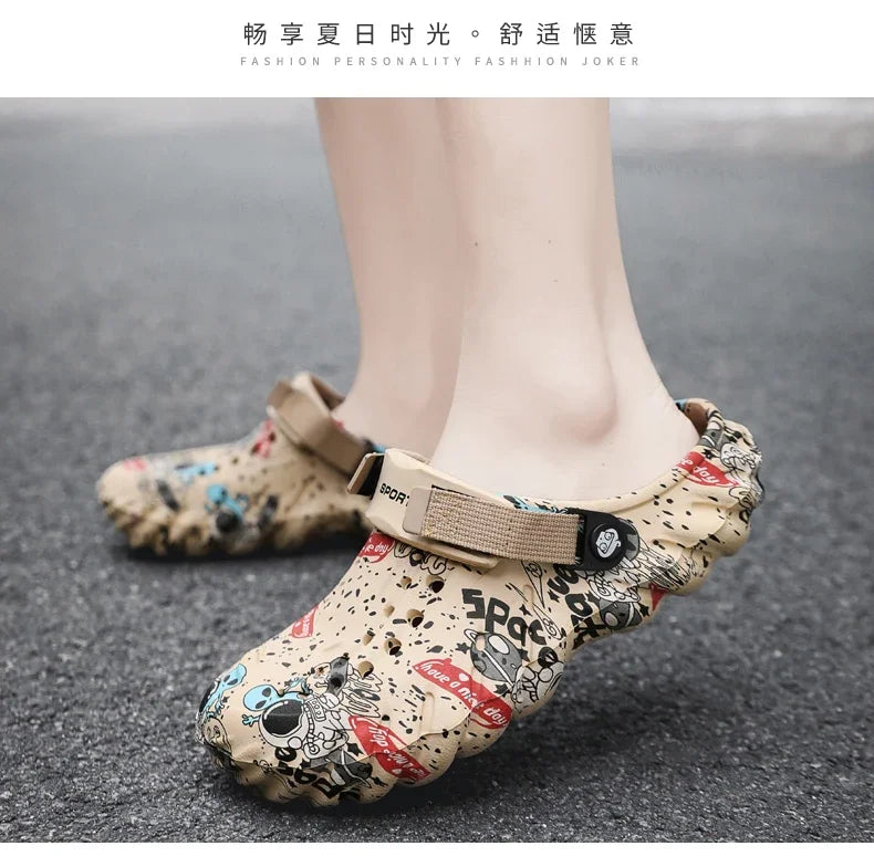 Men'S Breathable Casual Sandals Summer New Soft-Sole Non-Slip Comfort Outdoor Beach Shoes Fashion Youth Dual-Use Sports Slippers