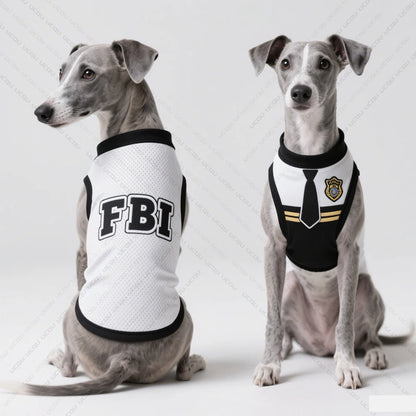 2025 Pet Dog Summer Clothing Sleeveless Vest In Uniform Style The Same As F.B.I Model Quirky And Funny Outfit Pet Funny Clothing