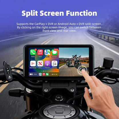 EKIY 6.25" Wireless CarPlay Moto Android Auto Portable Digital Dashboard GPS Motorcycle Navigation Display Screen TPMS Monitor