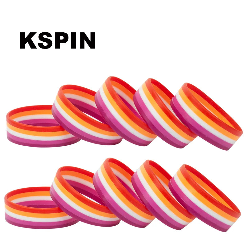 LGBT Pride Rainbow Pansexual Asexual Genderqueer Bisexual Wristband Jewelry Silicone Bracelet SLP-0000