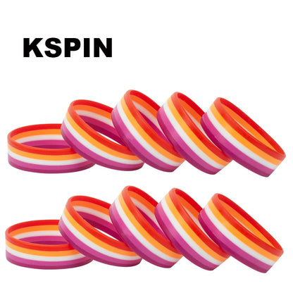 LGBT Pride Rainbow Pansexual Asexual Genderqueer Bisexual Wristband Jewelry Silicone Bracelet SLP-0000