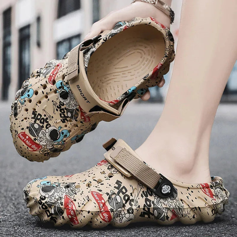 Men'S Breathable Casual Sandals Summer New Soft-Sole Non-Slip Comfort Outdoor Beach Shoes Fashion Youth Dual-Use Sports Slippers