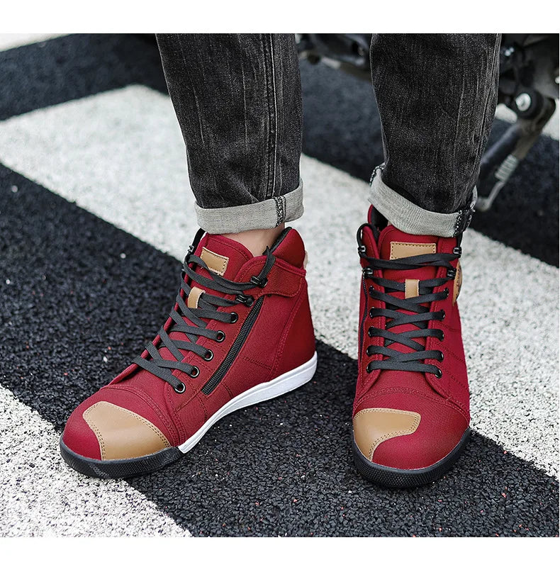Motorcycle Shoes Men Riding Boots Casual Flat Shoes Anti-collision Toe Heel Protection Outdoor Cycling Motobike Sports Sneakers