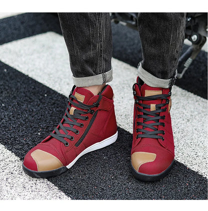 Motorcycle Shoes Men Riding Boots Casual Flat Shoes Anti-collision Toe Heel Protection Outdoor Cycling Motobike Sports Sneakers