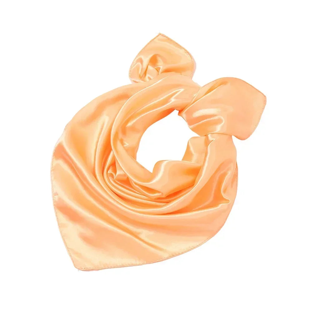 60x60cm Solid Colors Neckerchief Scarf For Women Silk Satin Headband Hair Scarves Female Square Shawls Head Scarfs