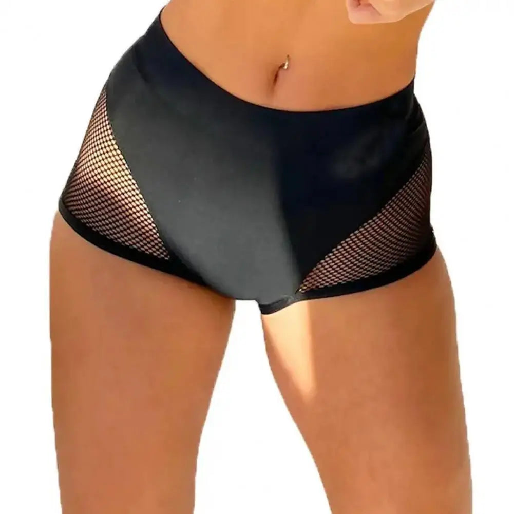 2025 Sexy Booty Yoga Shorts for Women High Waist Workout Gym Shorts Mesh Tulle Spliced Mini Hot Pants for Pole Dance Gym Yoga