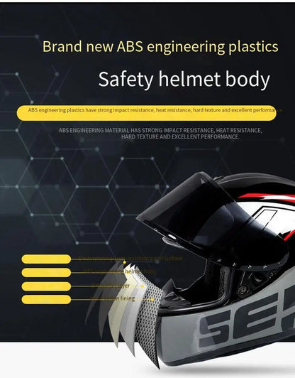 New Bluetooth motorcycle helmet for men and women, full coverage, anti-fog, full face motorcycle helmet