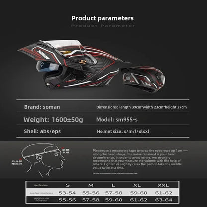 SOMAN Modular Helmet Flip Full Face Motorcycle Helmet Dual Visor Lens Racing Casco casque moto approved 오토바이핼멧