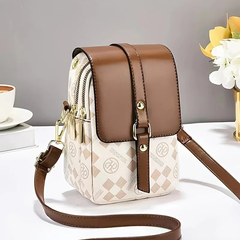 Retro Multi Layer Phone Small Bag, Fashion Lightweight Single Shoulder Crossbody Bag for Women Purse, Travel, Everyday Use