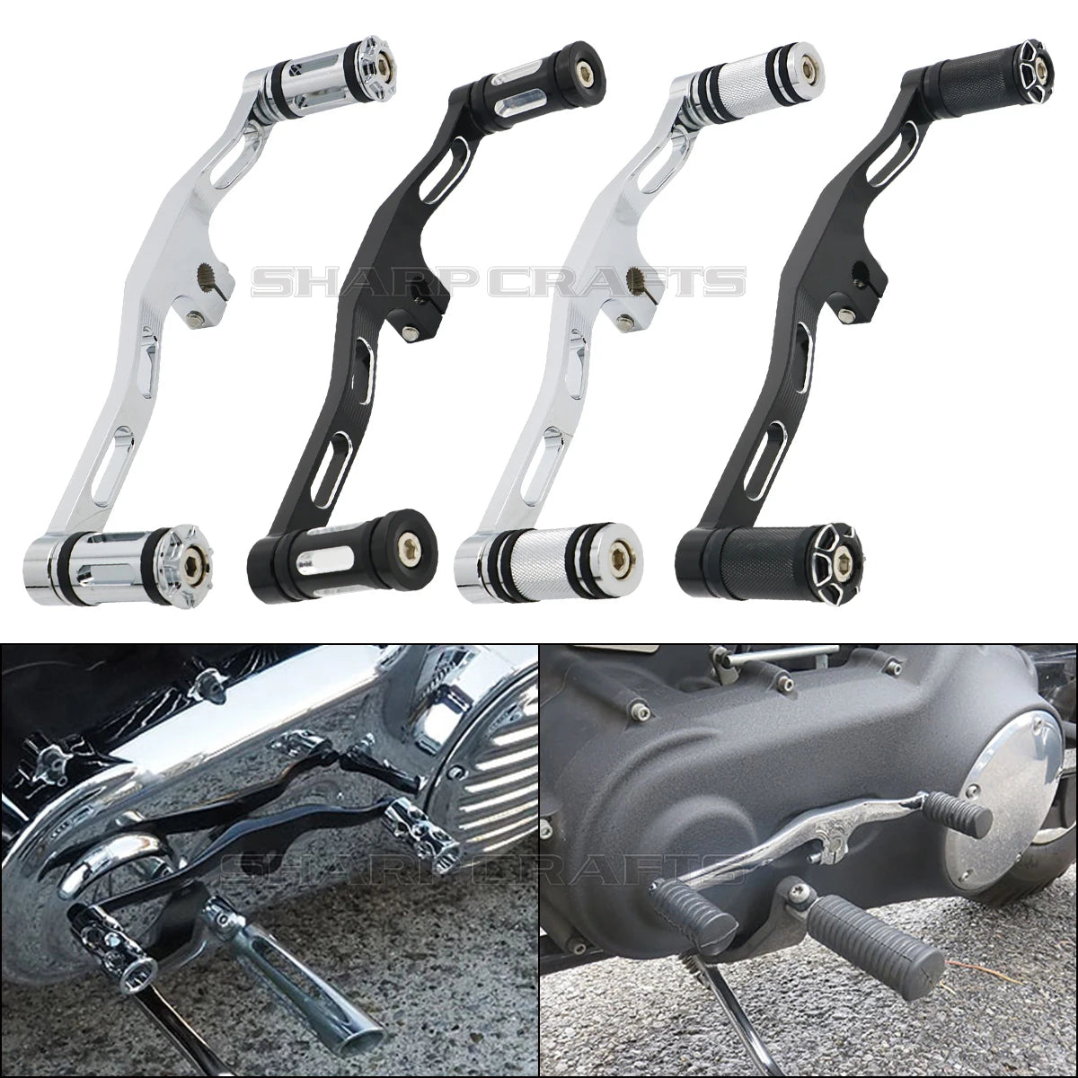 For Harley Dyna Street / Fat Bob Low Rider Super / Wide Glide Motobike CNC Mid-Controls Heel Toe Shifter Lever Shift With Pegs