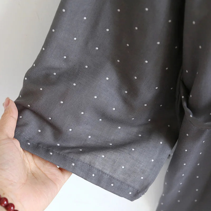 Kimono Robes Pajamas Set for Spring Autumn and Summer Thin Men's Cotton Loose Fit Large Size Half Sleeve Sleepwear Set