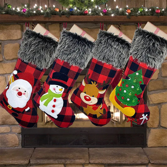 Christmas Stocking Gift Candy Bag Large Capacity Nonwoven Holder Xmas Decorations For Home Navidad 2025 New Year Oversize Sock