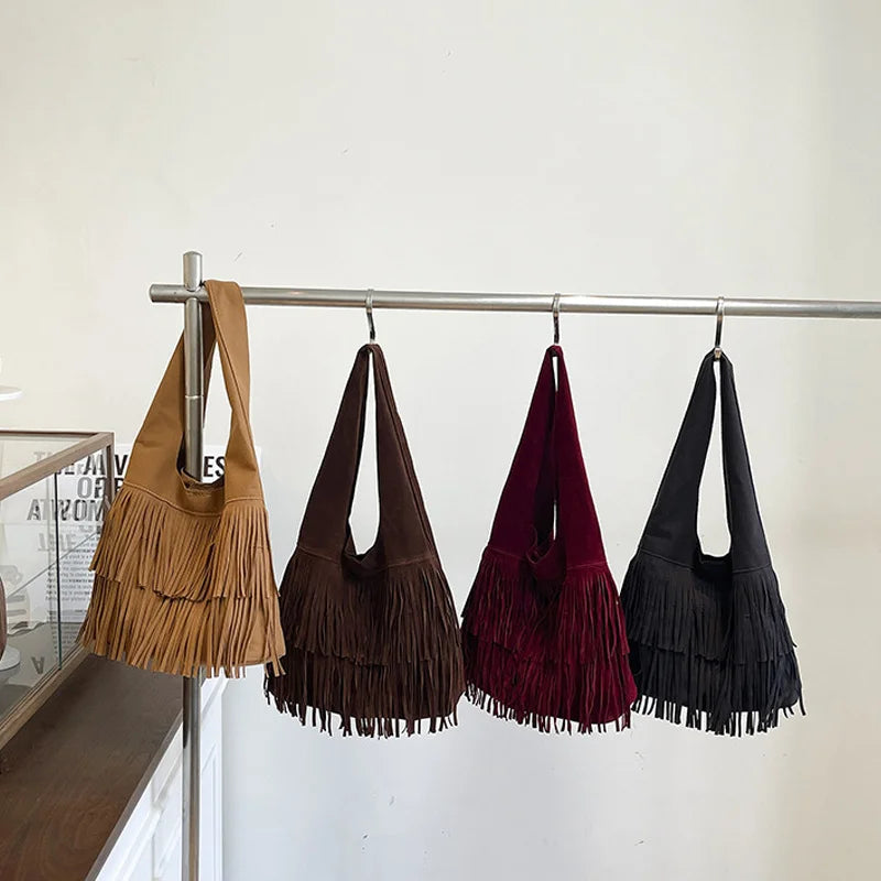 Suede Tassel High Quality Faux Shoulder Bags Fashion Large Capacity Sense of Luxury Popularity Women's Tote Bags Casual New