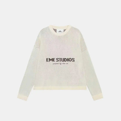 2026 EME Studio Winter Spain Version Of The Letter Printed Shirt New Unisex Loose Couple Personality Casual Fashion Sweater